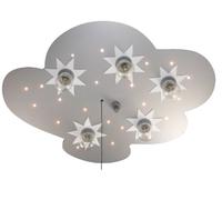 Niermann Standby 667 Plafonnier Nuage pour Enfants Bois Argentin avec étoiles 40 Watts