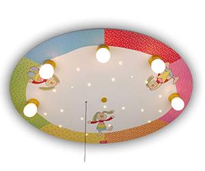 Niermann Standby 762A Plafonnier Rainbow Rabbit Compatible Amazon Echo, Bois, E14, 40 W, Mehrfarbig, 71 x 53 x 7 cm