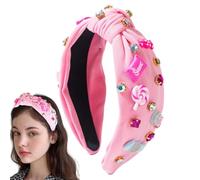 Niesel Bandeau de cheveux nœud pour filles, bandes de cheveux nouées avec sucettes pour femme - Bandeau de cheveux avec nœud supérieur Bandeau noué - pour cheveux avec pendentifs sucette,