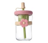 Niesel Bouteilles Réutilisables,Bouteille transparente avec verres à boire | bouteille avec couvercle et paille, récipient étanche pour boissons, lait, café, thé et boissons