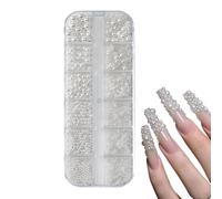Niesel Breloque pour ongles - décorations pour ongles avec perles, texture tridimensionnelle avec perles mélangées pour voyage, maison, extérieur, école, idéal pour filles, amies, sœurs, copines et