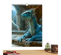 Niesel Calendrier Dragon 2026 | Art fantaisie à thème Dragons - Calendrier mural 12 - Agenda et décoration pour la maison, le bureau et l'étude