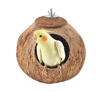 Niesel Coco Shell Bird House, Parrot Coco Nest Hut - Coco Shell Nesting House pour Birds Cage - Décorations d'habitat de tourtereaux pour animaux de compagnie extérieur