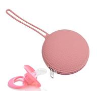 Niesel Conteneur de tétine en silicone, porte-tétine en silicone, sac de voyage rond imperméable en silicone, petit sac à main mignon avec fermeture éclair et corde pour petits objets