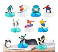 Niesel Décorations de fête d'anniversaire à thème de ski, 9 pièces, décorations sportives, pour skieur d'exposition, pièce maîtresse pour anniversaire à thème de ski, pour maison, table de bureau