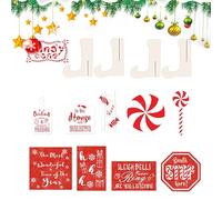 Niesel Décorations de plateau à niveaux de Noël, pièce maîtresse à thème bonbons, panneau en bois avec effet 3D | Pour la maison, salle à manger cuisine, étagère fête du Nouvel An et vacances