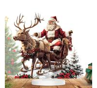 Niesel Figurine de Noël - Père Noël Sur Traîneau Avec Renne - Statue Miniature en Acrylique 2D - Décoration
