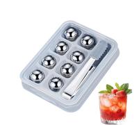 Niesel Glace à whisky - 8 pièces glacées - Avec pinces à boule de café réutilisable en acier inoxydable | pour whisky boissons lait boisson bière maison bar restaurant cuisine