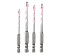 Niesel Lot de 4 forets à béton, forets dentés excentriques pour carrelage en ciment | pointes durcies à 4 canaux pour métal, verre, placoplâtre, céramique, porcelaine et autres matériaux