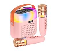 Niesel Machine de karaoké pour enfants, ensemble microphone et haut-parleur - Appareil de chant karaoké pour enfants de 1200 mAh | 2 microphones sans fil, kit de karaoké familial, karaoké domestique