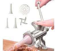 Niesel Moulin à viande manuel, moulin à saucisse, broyeur à viande, kit de saucisse, outils de cuisine lourds, robot de cuisine avec plaques de ponçage et tuyaux d'éponge pour la maison et le commerce