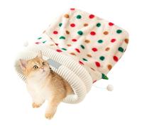 Niesel Niche tanière pour chats avec sac de couchage, lit fermé confortable pour dormir et hiver pour chats avec couverture, pour maison campagne appartement chambre à coucher Noël et nouvel an