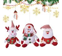 Niesel Ornements pour sapin de Noël, 3 pièces, Père Noël, bonhomme de neige, élan, poupée de bureau, pendentifs décoratifs de Noël, pour chambre à bureau, porte murale, seuil, salon, studio