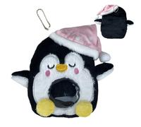 Niesel Porte-cartes postales en peluche en forme de pingouin en peluche | Chapeau de sommeil doux pour cartes de bus, permis de conduire, photo