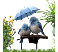 Niesel Poteaux de jardin décoratifs, poteaux de cour de printemps | Décor d'insertion de fleurs plates acryliques 2D,bleu résistant aux intempéries avec parapluie Signe d'insertion extérieure pour