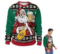 Niesel Pull de Noël pour homme, Pull de Noël laid - Pull de Noël laid Pull de Noël Imprimé en 3D - Sweat-shirt Homme Bonhomme de Neige Drôle Vêtements de Vacances pour, B, XX-Large