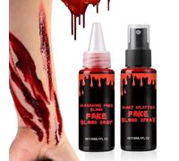 Niesel Sang Artificiel Spray, Kit Dégoulinant de Sang pour Costume d'Halloween, Maquillage Corporel Plasma pour Bouche Zombie Photos Adultes Scène Théâtre Cosplay Maisons Hantées