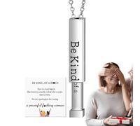 Niesel Soyez une sorte de collier B, colliers d'amour pour les femmes - Collier de barre vertical de gravure,Pendentif en tube carré élégant, pendentif d'encouragement en acier inoxydable, bijoux