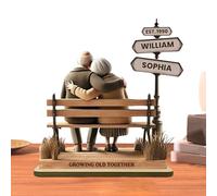 Niesel Statuettes Vieillir Ensemble,Décoration de Table Modèle en Bois pour Couple | Ornement Symbolique d'amour Éternel en Bois pour Épouse Mari Amie ou Mère