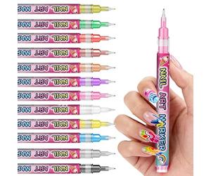 Niesel Stylos Vernis à Ongles - 12 Couleurs Marqueurs d'Art d'Ongle Faites-le Vous-Même Outils - Stylos de Peinture de Manucure - pour Femmes Fille Fêtes Noël Anniversaire Soirée Salon à Domicile