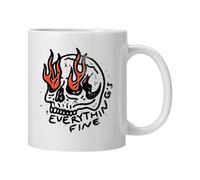 Niesel Tasse à café amusante en forme de tête de mort | Everything Is Fine Tête de Mort - Tasse à eau en céramique - Tasses d'Halloween pour lait, café, thé, tasse à café en forme de tête de mort