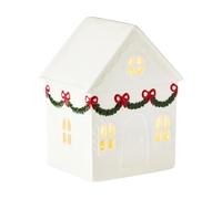 Niesel Village de Noël éclairé - Résine éclairée | Maisons Blanches Village Noël Pour Bureau | pour Chambre Salon Bureau Bureau Étagère Appartement Ferme Intérieur