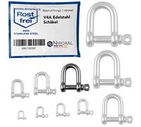 NietFullThings 10 Pieces 12-mm Acier Inoxydable manilles Droites de V4A Forme Courte Droite et Robuste Charge de Rupture 7.000 kg Manille Droite 12x44-mm
