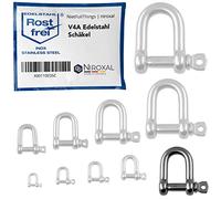 NietFullThings 2 Pieces 13-mm Acier Inoxydable manilles Droites de V4A Forme Courte Droite et Robuste Charge de Rupture 9.000 kg Manille Droite 13x465-mm