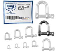 NietFullThings 2 Pieces 16-mm Acier Inoxydable manilles Droites de V4A Forme Courte Droite et Robuste Charge de Rupture 10.000 kg Manille Droite 16x56-mm