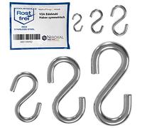 NietFullThings Crochet symétrique en S en acier inoxydable V2A - Petit diamètre : 4 mm - Épaisseur : 32 mm - Longueur : 32 mm - Crochet en métal à suspendre - Décoration