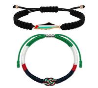 Nievajio 2 Pièces Bracelet drapeau palestinien, Réglable Drapeau de la Palestine Cuir Fait à la Main Pour Hommes Femmes Accessoires bijoux