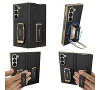 NIFBANG Étui en cuir Dual Grip pour Samsung Galaxy Z Fold 7 avec sangle pour doigt, support rotatif à 360°, étui à rabat avec protection écran intégrale, protection des charnières, anti-rayures