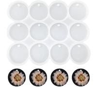 Nifocc Lot de 12 moules ronds en résine époxy - Moule en silicone - Porte-clés rond - Moule en silicone - Moule en cristal avec trous pour bricolage