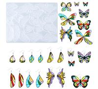 Nifocc Lot de 16 moules creux en résine époxy - Ailes de fée - Pendentif - Boucles d'oreilles - En silicone - Cristal - Pour bricolage