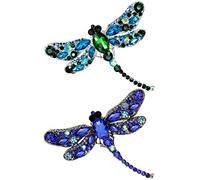Nifocc Lot de 2 broches en forme de libellule avec strass en forme de libellule - Brooche élégante et vintage pour robe, manteau, pull, chapeaux, Acier allié