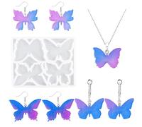 Nifocc Lot de 2 moules à 4 cavités papillon en résine époxy pour pendentif, collier, boucles d'oreilles, moules en silicone, cristal coulé, moule pour bricolage