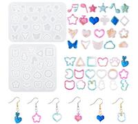 Nifocc Lot de 2 moules à bijoux en résine époxy - Collier, Boucles d'oreilles - Forme en silicone ronde, Étoile, Musique
