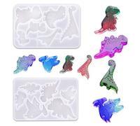 Nifocc Lot de 2 moules en résine époxy forme dinosaure pour bricolage porte-clés bijoux collier pendentif boucle d'oreille