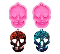 Nifocc Lot de 2 moules en silicone en forme de crâne pour porte-clés - Avec trous - Pour bricolage, bijoux, loisirs créatifs