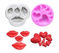 Nifocc Lot de 2 moules en silicone pour décoration de gâteau Motif lèvres rouges