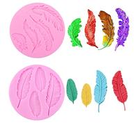 Nifocc Lot de 2 moules en silicone pour fondant et plumes, 3D, plumes, moule à gâteau, cupcake, moule en silicone, moule pour chocolat, muffin, bonbons, décoration