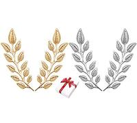 Nifocc Lot de 2 paires de boutons-pression élégants et simples pour homme et femme, décoration pour vêtements, pulls, manteaux, chapeaux, Argent, feuille