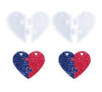 Nifocc Lot de 2 paires de moules en silicone en forme de cœur - En résine époxy - Pour bijoux, décoration, trousseau de clés, fabrication de bricolage