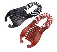 Nifocc Lot de 2 peignes à cheveux souples et extensibles pour queue de cheval - Pour femme et fille - Marron et noir