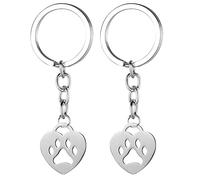 Nifocc Lot de 2 porte-clés en forme de patte de chien en forme de cœur - Porte-bonheur - Pour les amoureux des chiens, la famille, les amis, Noël, le Nouvel An, un anniversaire - Souvenir créatif