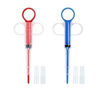 Nifocc Lot de 2 seringues de médicaments pour animaux domestiques avec embout en silicone souple pour chiens, chats, oiseaux, petits animaux, bleu et rouge