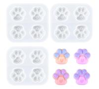 Nifocc Lot de 3 moules en résine époxy - Mini pattes d'ours - En résine - Pour le bricolage, les bijoux, les boucles d'oreilles