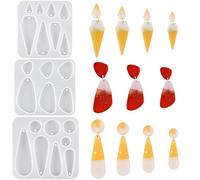 Nifocc Lot de 3 moules en résine époxy - Pour collier, boucles d'oreilles - Moule en silicone - En forme de goutte d'eau - Triangle - Bijoux en résine coulée - Moule en cristal pour bricolage