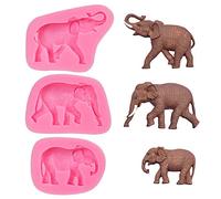 Nifocc Lot de 3 moules en silicone en forme d'éléphant pour fondant, chocolat, bonbons, cupcakes, décoration de gâteaux, argile polymère