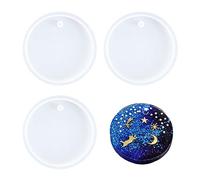 Nifocc Lot de 3 moules ronds en silicone pour porte-clés - Avec trous - Pour bricolage de bijoux, bricolage, tenture murale, décoration d'intérieur